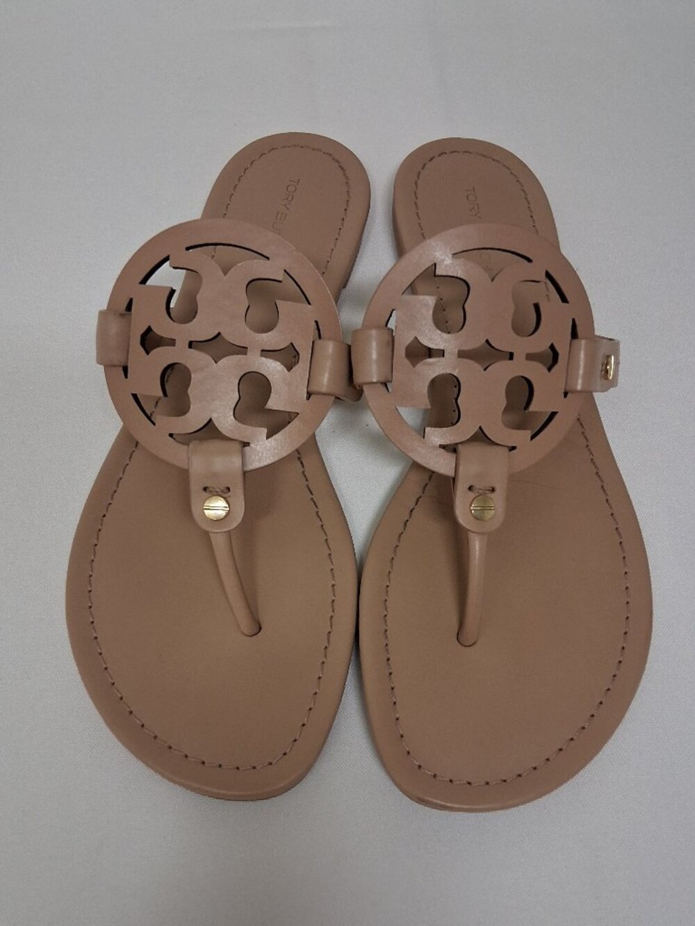 Tory Burch Miller Sandal Color Light Sand Style # 8461136 Gently Used Size 9.5